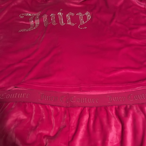 NEW JUICY COUTURE 2-Piece Hoodie Velour Pink/Magenta Pajama Set - Picture 5 of 6